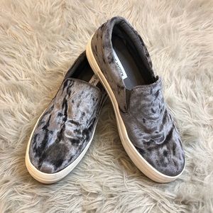 Steve Madden Gray Suede Slip Ons